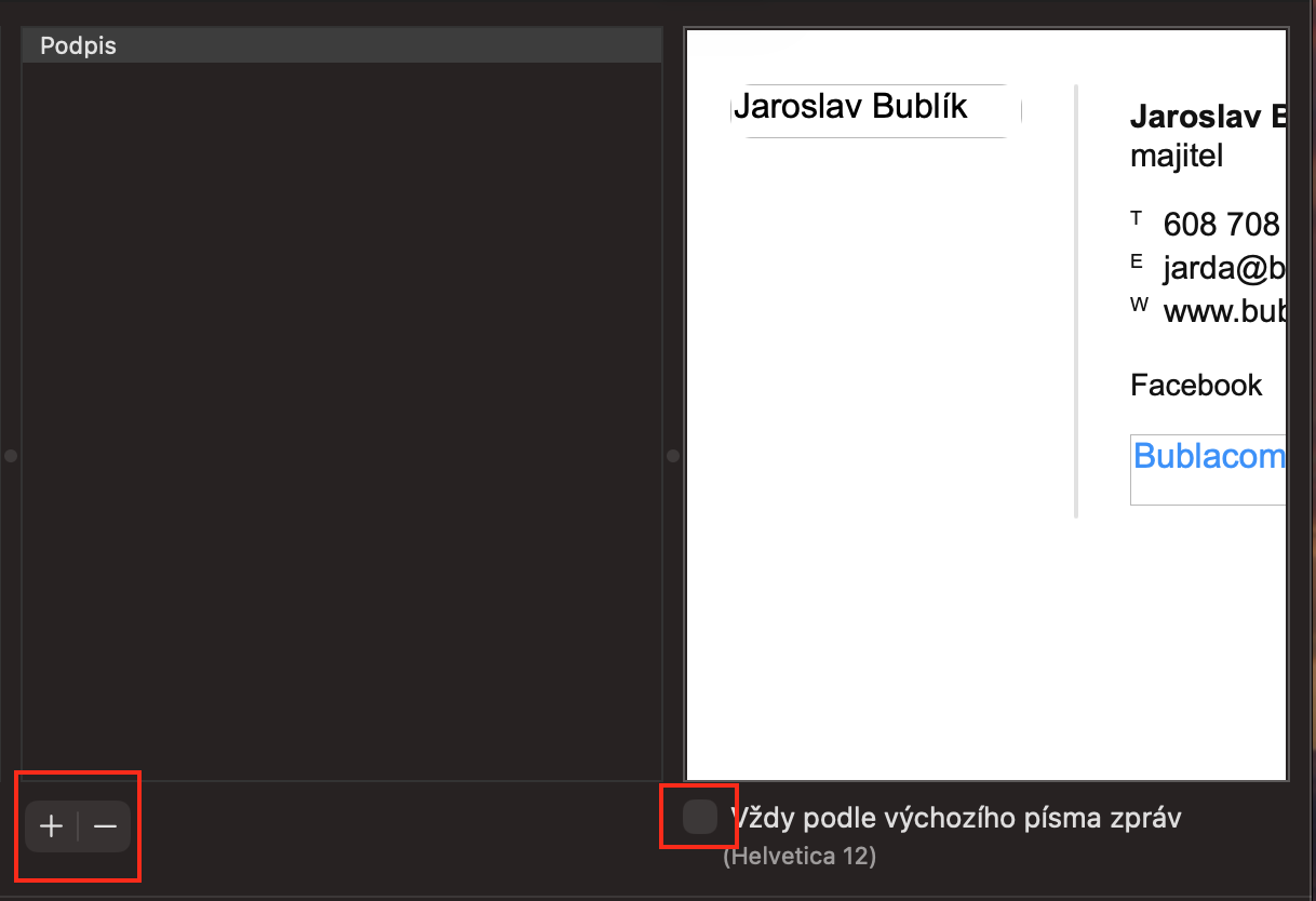 Apple Mail – nastavení podpisu